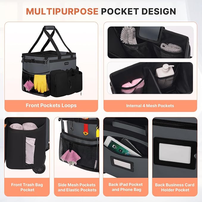 Large Rolling Cleaning Caddy Bag - Image 5