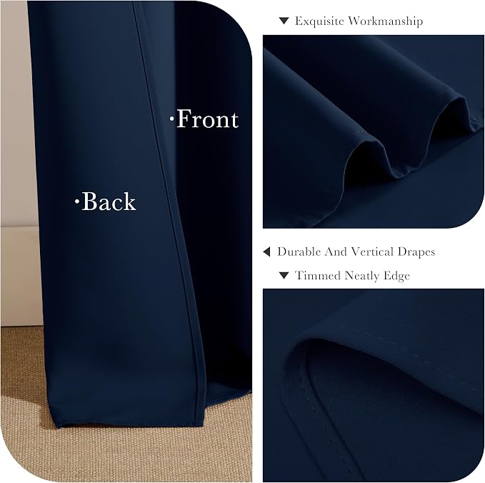 PONY DANCE Navy Blue Bedroom Curtains - Image 5