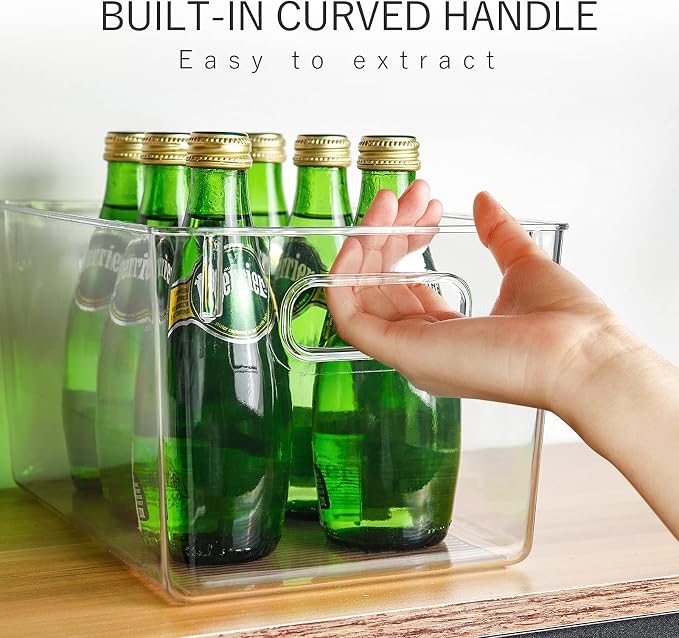Set Of 8 Clear Pantry Organizers Bin, 4 Large and 4 Small Stackable Organizing - Image 2