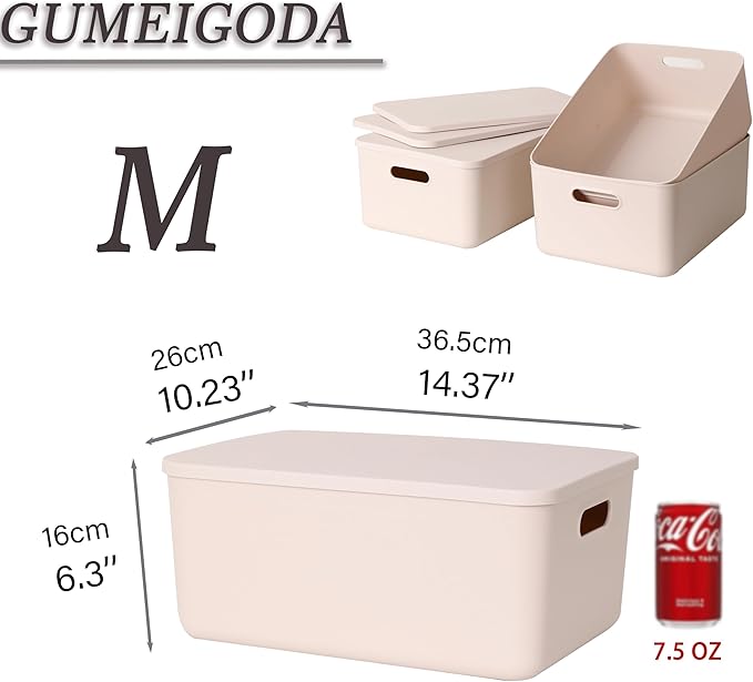 Plastic Storage Bins with lids, Storage Baskets, Container with handle - Image 2