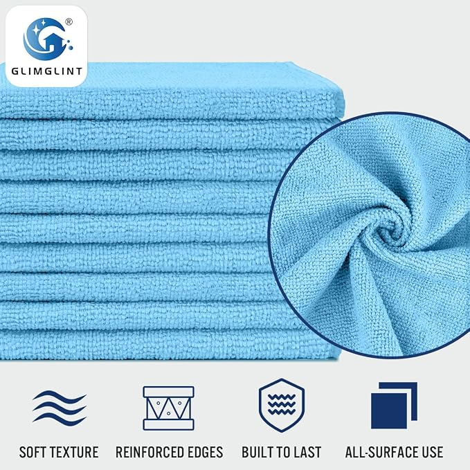 GLIMGLINT Blue Microfiber Cleaning Cloth, 150 Pack Microfiber Towels - Image 3