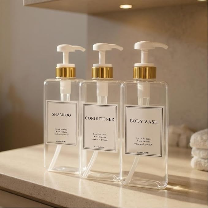Modern Gold Design Large 27 oz Shampoo and Conditioner Dispensers - Image 9
