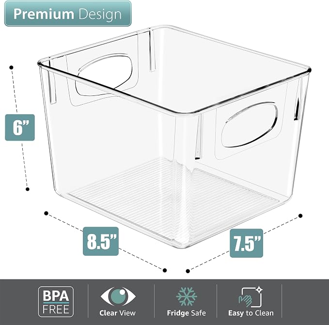 Sorbus 2 Pack Medium Clear Plastic Storage Bins, Refrigerator, Under Sink - Image 3