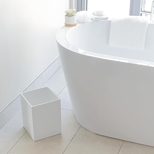 Matte White Square Small Trash Can, 2 Gallons / 7.5L Garbage Can, Waste Basket - Image 6