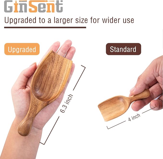 GinSent Wood Coffee Scoop-2 Pieces Large Measuring Spoons - Image 2