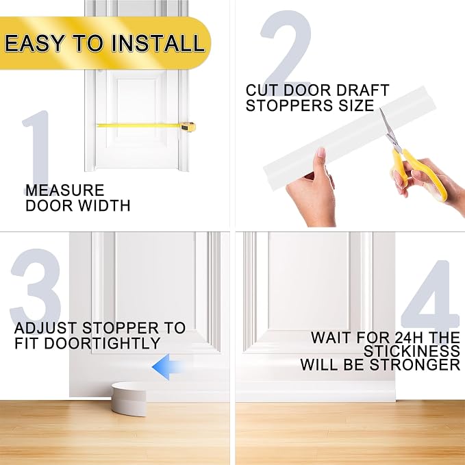 Door Draft Stopper, Door Sweep for Bottom of Door, Weather Stripping Door Seal - Image 6