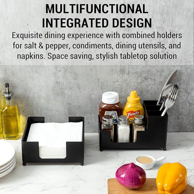 MyGift Modern Brass Tone Metal Tabletop Commercial Folded Paper Towel Holder - Image 2