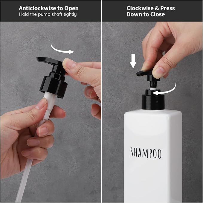 Segbeauty Plastic Soap Dispenser, 500ml Empty Square Pump Press Bottle Shower - Image 5
