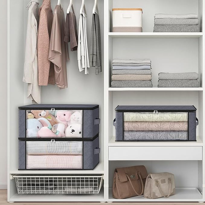 HomeHacks Storage 4-Pack Clothes Organizer Storage Bags Foldable Storage Box - Image 5