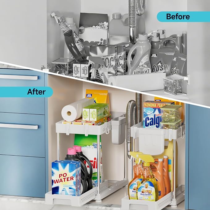 Under Sink Organizer, 2 Tier Pull Out Cabinet Organizer - Image 2