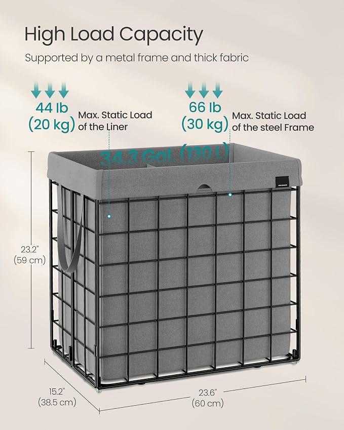 SONGMICS Laundry Hamper, 34.3 Gal. Laundry Basket, Collapsible Clothes Hamper - Image 5