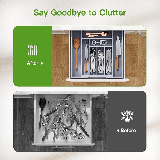 Pipishell Bamboo Expandable Drawer Organizer - Image 6