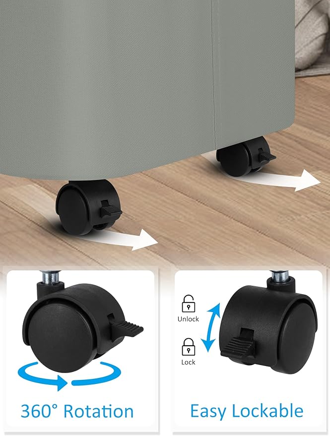 efluky Laundry Basket with Wheels, Tall Rolling Laundry Hamper with Lid and - Image 3