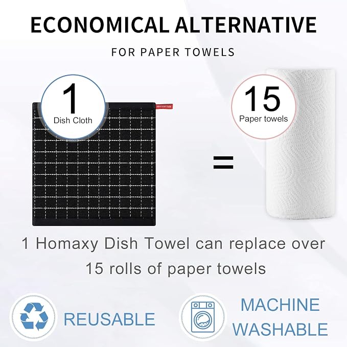 Homaxy 100% Cotton Terry Kitchen Dish Cloths, Ultra Soft and Absorbent Dish - Image 6