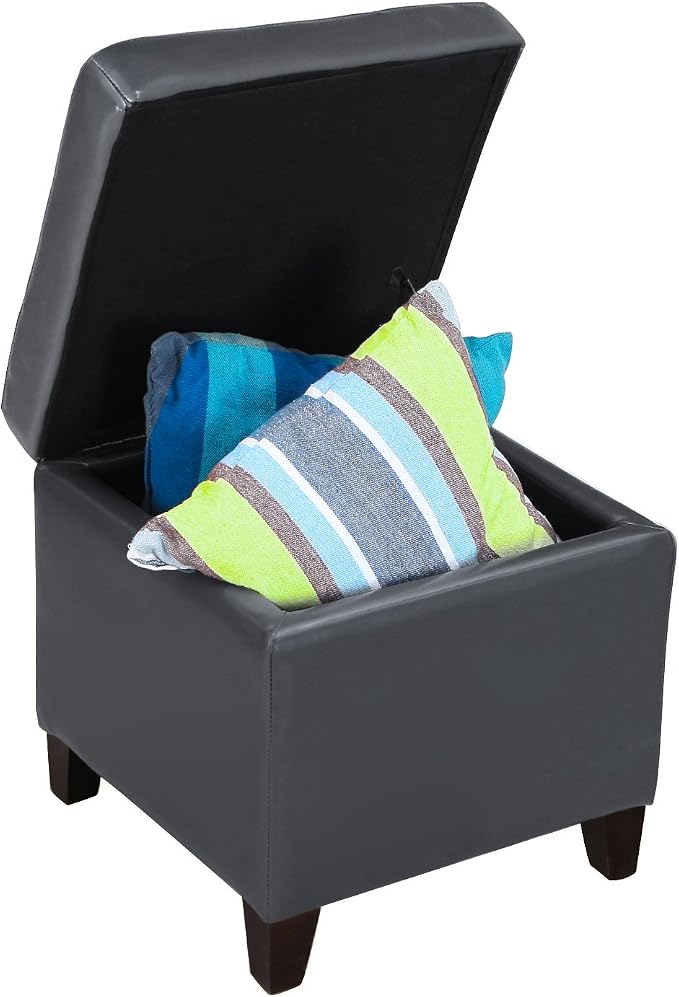 Adeco Bonded Leather Square Tufted Cubic Cube Storage Footstool, - Image 5