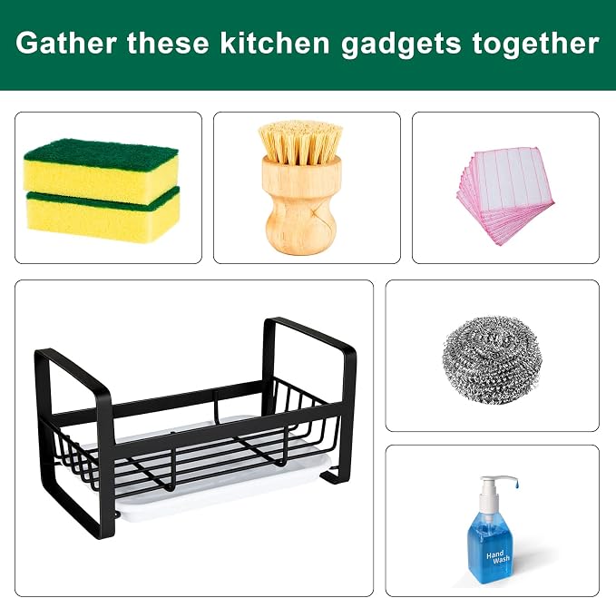 TEZZ Sponge Holder for Kitchen Sink- Stainless Steel Kitchen Sink Caddy for - Image 7