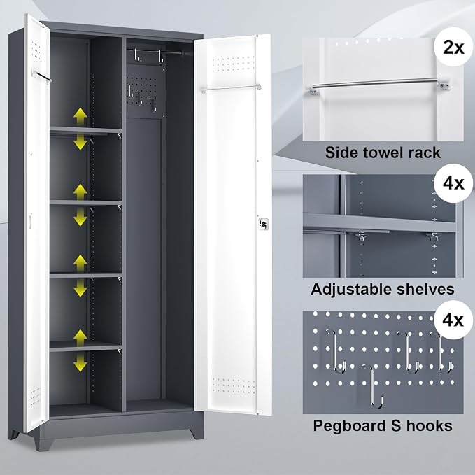 Broom Storage Cabinet, Metal Cabinet - Image 4