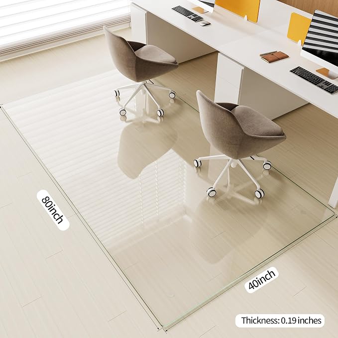 40" x 80" Glass Chair Mat, 1/5" Thick Office Chair Mat - Image 3