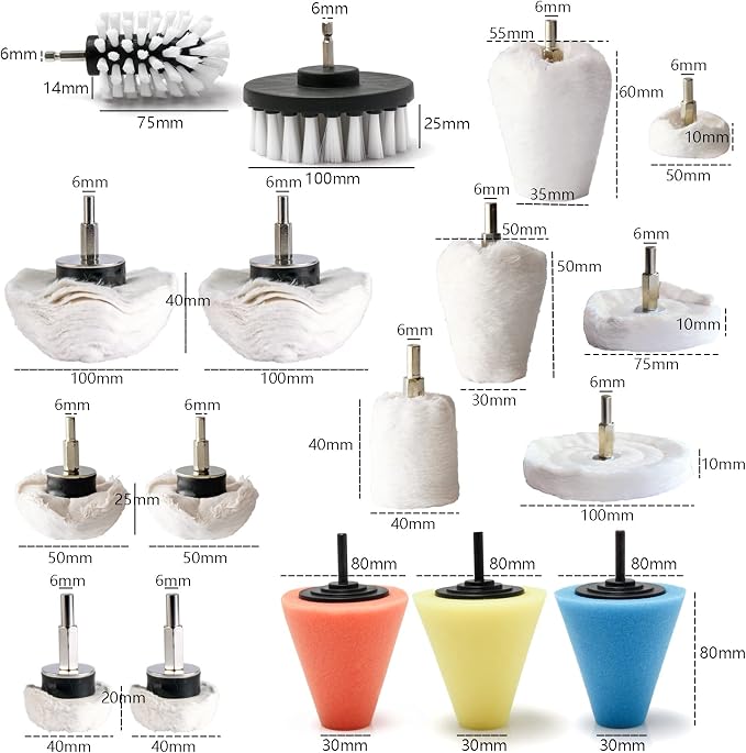 Polishing Pad Buffing Wheel Kit 17 Pack, - Image 2