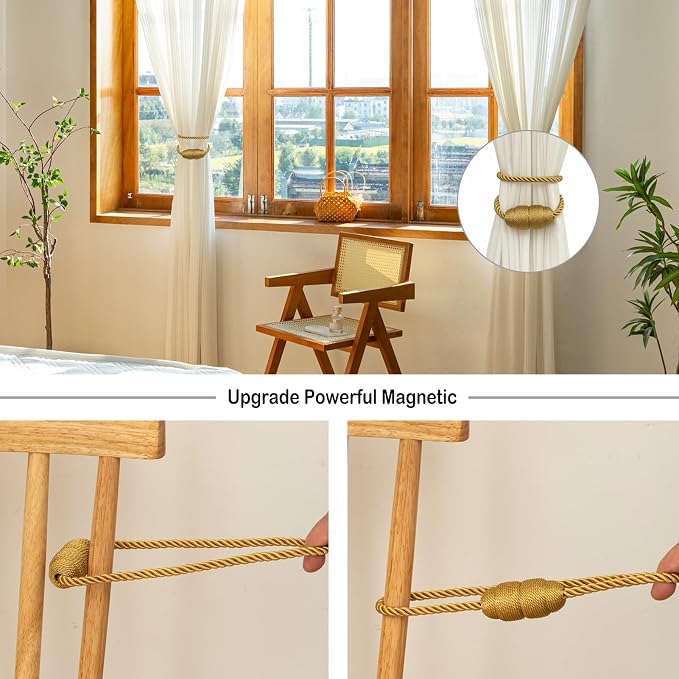 Magnetic Curtain Tiebacks Rope Curtain Tie Backs - Image 4