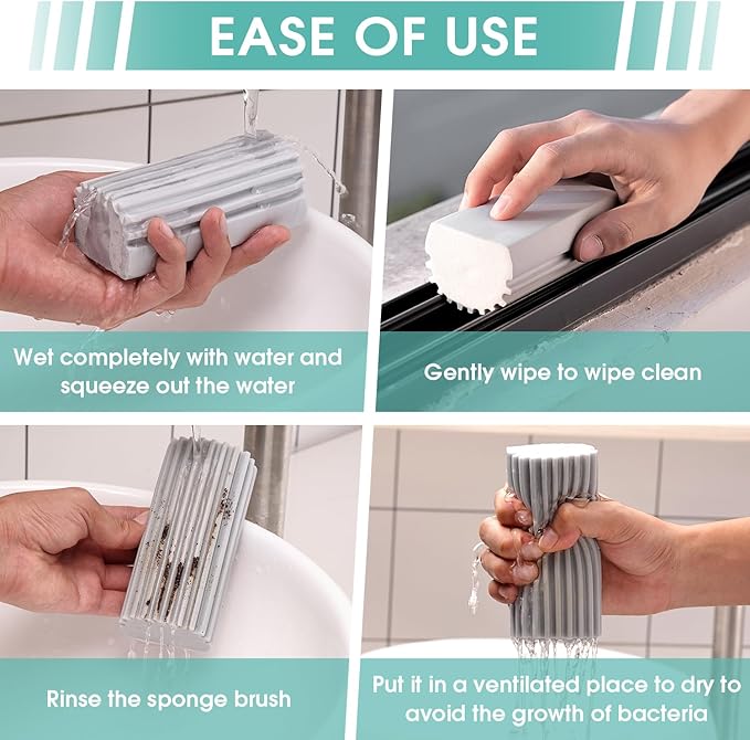 Damp Dusting Sponge Duster, 2 Pack Grey Dust Cleaning Sponge, Reusable - Image 4