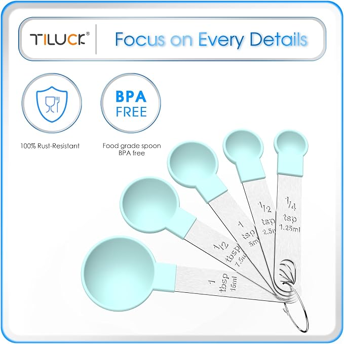 TILUCK Measuring Cups & Spoons Set, Stackable Cups and Spoons, Nesting Measure - Image 5