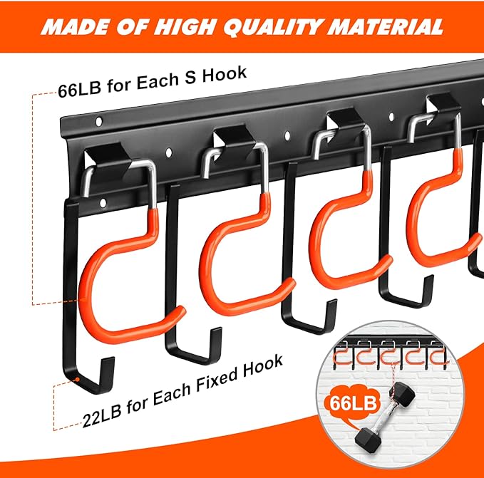 17'' All Metal Garden Tool Organizer Adjustable Garage Tool Organizer Wall - Image 3
