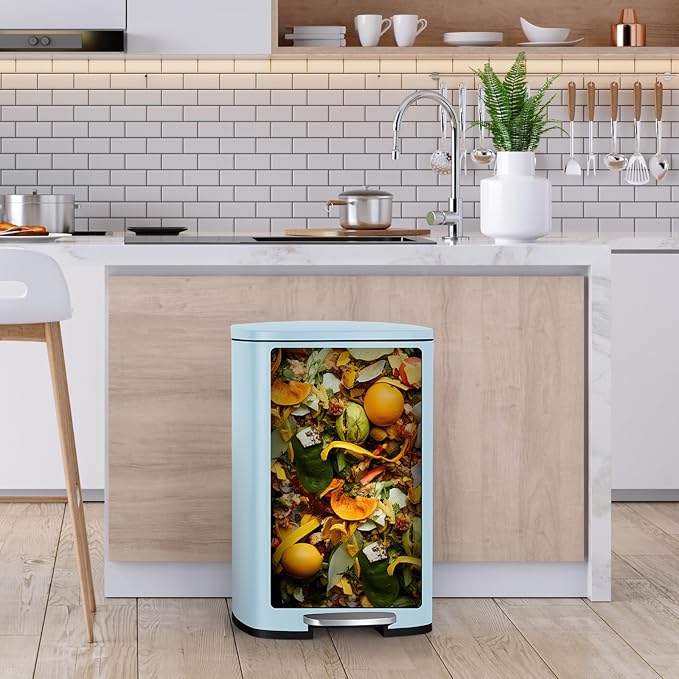 8 Gal Kitchen Trash Can, 30L Recycling or Garbage Bin, Brushed Stainless Steel - Image 6