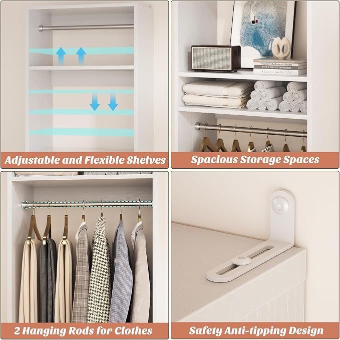 Unikito Freestanding Closet System, 25” Closet Organizer Wardrobe - Image 6