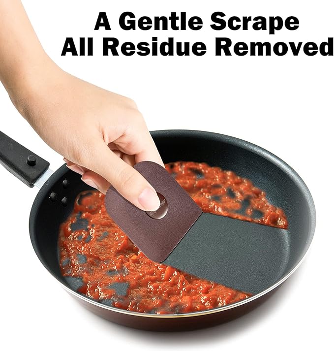 Pan Scraper, Non Scratch for Cast Iron, Pot and Pan Cleaning, Sturdy Scraper - Image 4