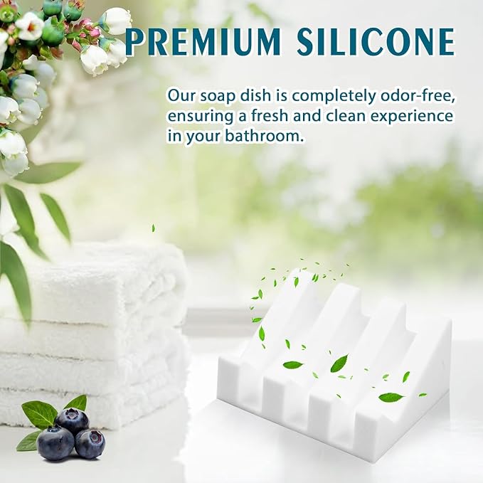 Silicone Soap Dish for Bar Soap Holder for Shower Bathroom Self Draining - Image 3