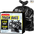 150 Count 55-60 Gallon Trash Bags, Sturdy & Tear-Resistant Commercial Can by Wowflash