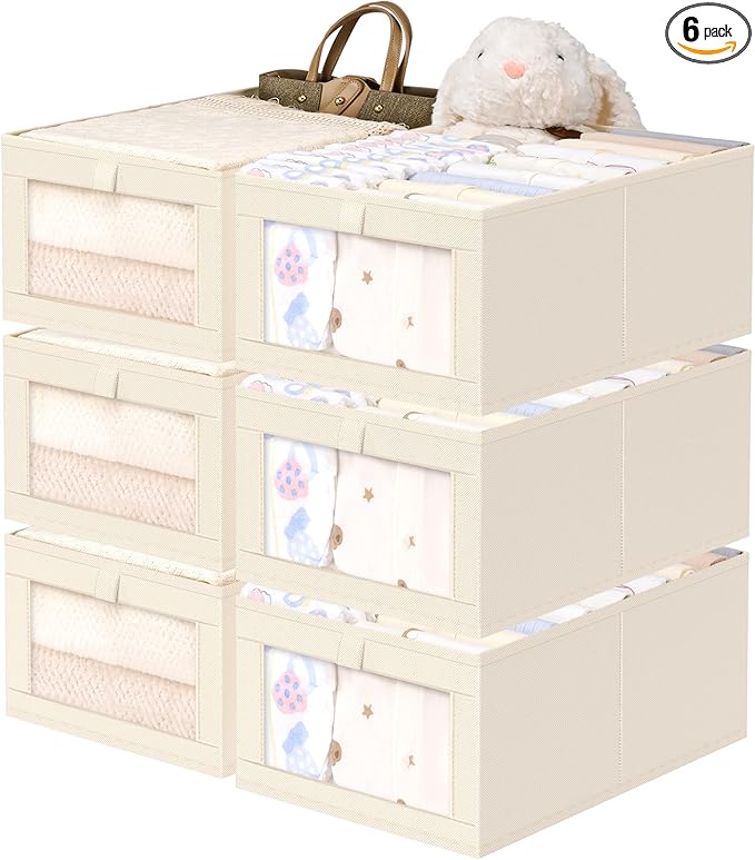 Criusia 6 Pack Linen Closet Organizers and Storage, Large Linen Closet Baskets by Criusia