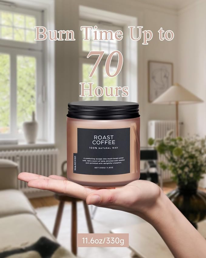 M&SENSE Coffee Candles Scented Strong, 2 Wick 11.6oz 70 Hours Burning Time - Image 4
