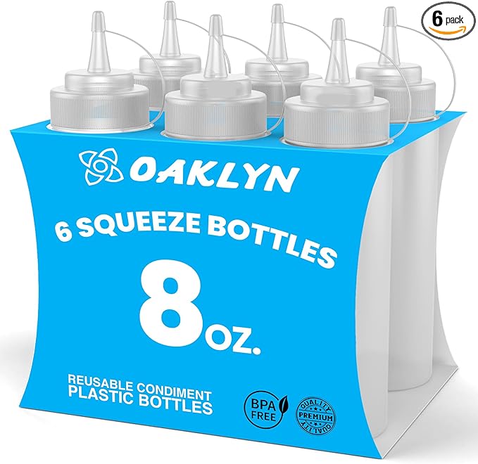 Oaklyn Squeeze Bottles 8oz 6 Pack by Oaklyn