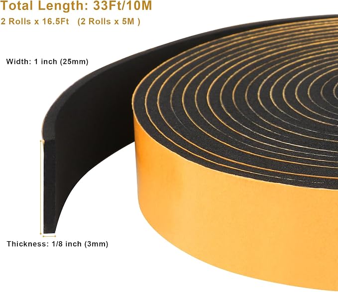 Weather Stripping High Density, Soundproof Door Seal Strips, 1 in x 1/8 in - Image 4
