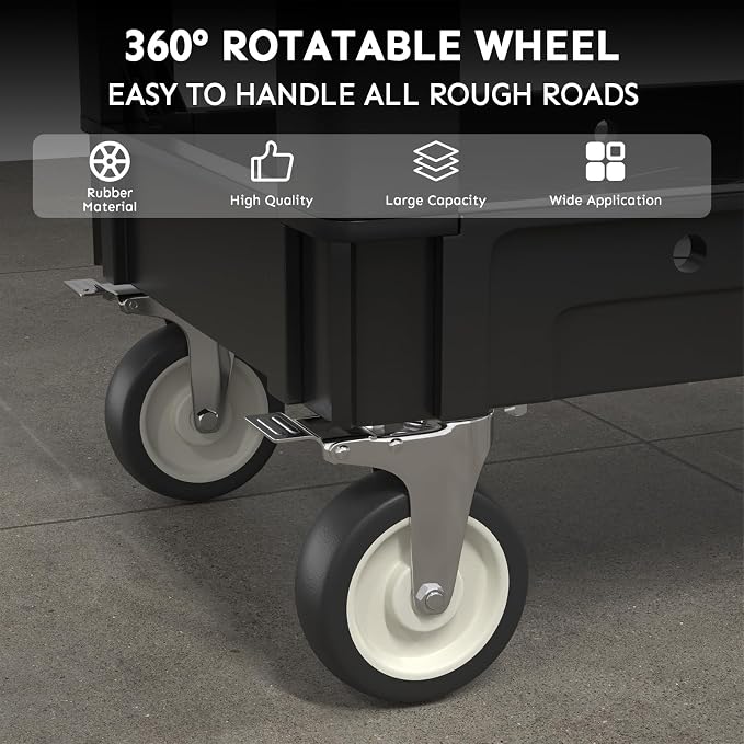 2 Shelf Heavy Duty Plastic Utility Cart, Service Cart Tub Storage W/Deep Shelve - Image 5