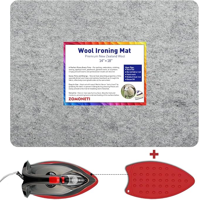 ZOMONETI 18" x 14" Wool Pressing Mat 100% New Zealand Felted Wool Ironing Mat by ZOMONETI