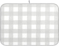 Buffalo Plaid Gray White Dish Drying Mat by Wamika