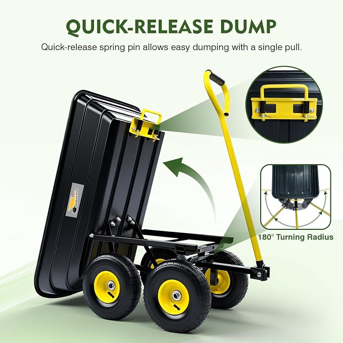 Garden Dump Cart, Heavy-Duty Utility Wagon - Image 3