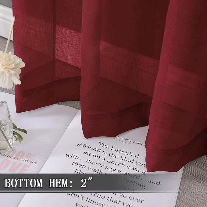 Tollpiz Sheer Curtains Linen Textured Bedroom Curtain Sheers Light Filtering - Image 4