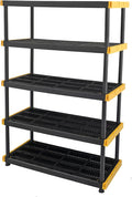 CX Black & Yellow®, 5-Tier Heavy Duty Plastic Storage Shelving Unit, by BLACKYELLOW