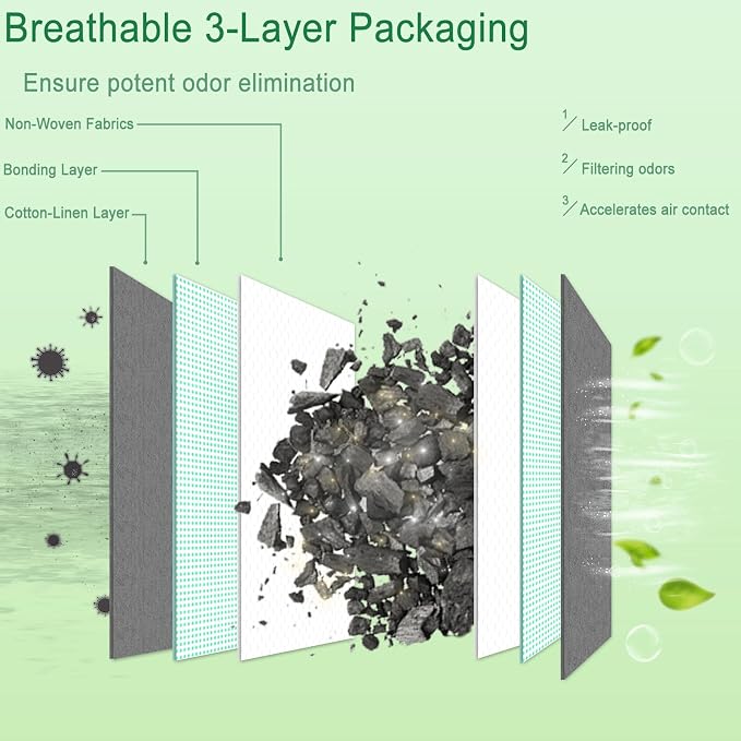 Activated Charcoal Odor Absorber, Natural Charcoal Bags Odor Absorber Bamboo - Image 8