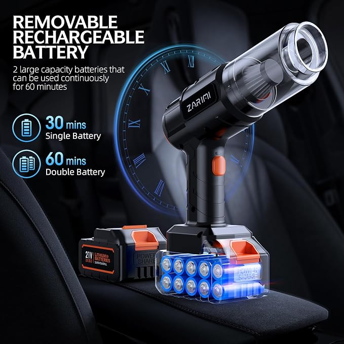 Car Vacuum Portable Cordless, 40000Pa High Power Dust Buster, 6-in-1 Handheld - Image 3