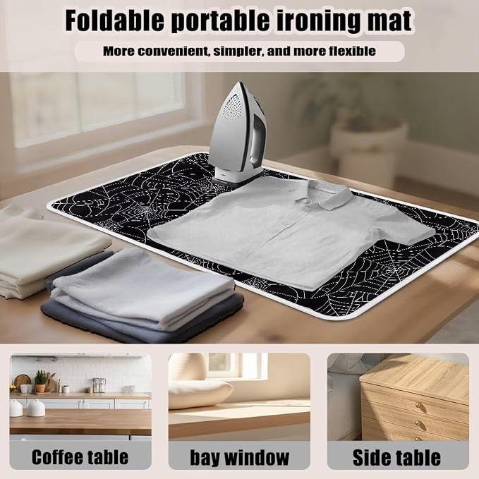 Spider Web Ironing Mat Black Heat Resistant Ironing Blanket Thick Portable - Image 6
