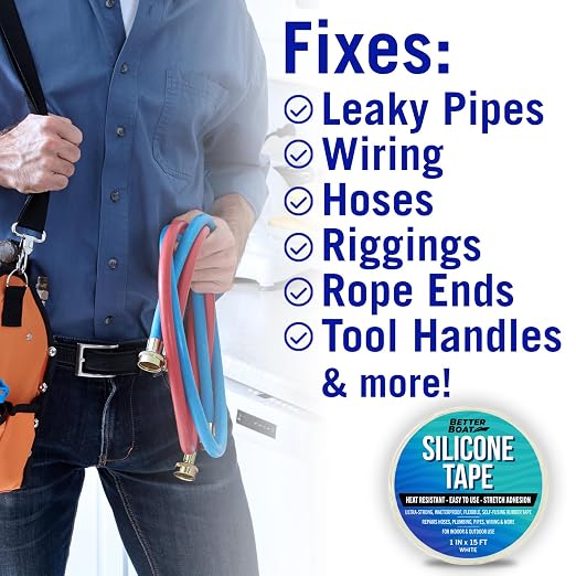 White Heavy Duty Silicone Tape, Self-Fusing Rubber Hose and Plumbing Water Pipe - Image 5