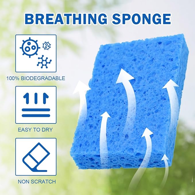 YoleShy 20 Pack Sponges Kitchen Natural Compressed Cellulose Sponges - Image 4