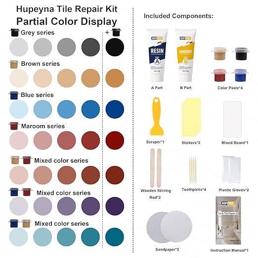 Tub, Tile and Shower Repair Kit, Hupeyna Porcelain Repair Kit, Bathtub Repair - Image 2
