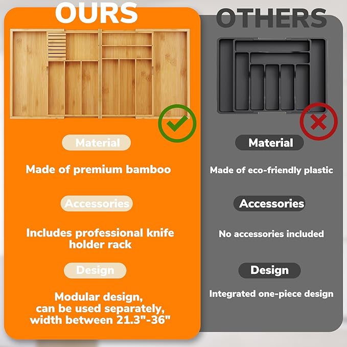 BAMEOS Expandable Silverware Drawer Organizer - Image 6