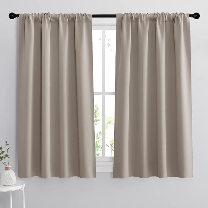 RYB HOME Short Curtains 45 inches, Durable Room Darkening Small Window by RYBHOME